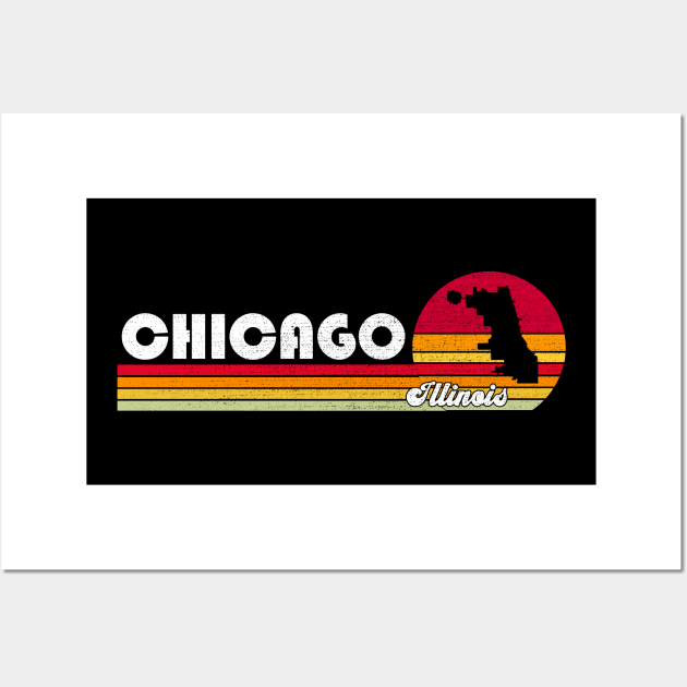 Classic 70s 80s Souvenir Vintage Retro Chicago  Illinois IL Distressed Wall Art by DUC3a7